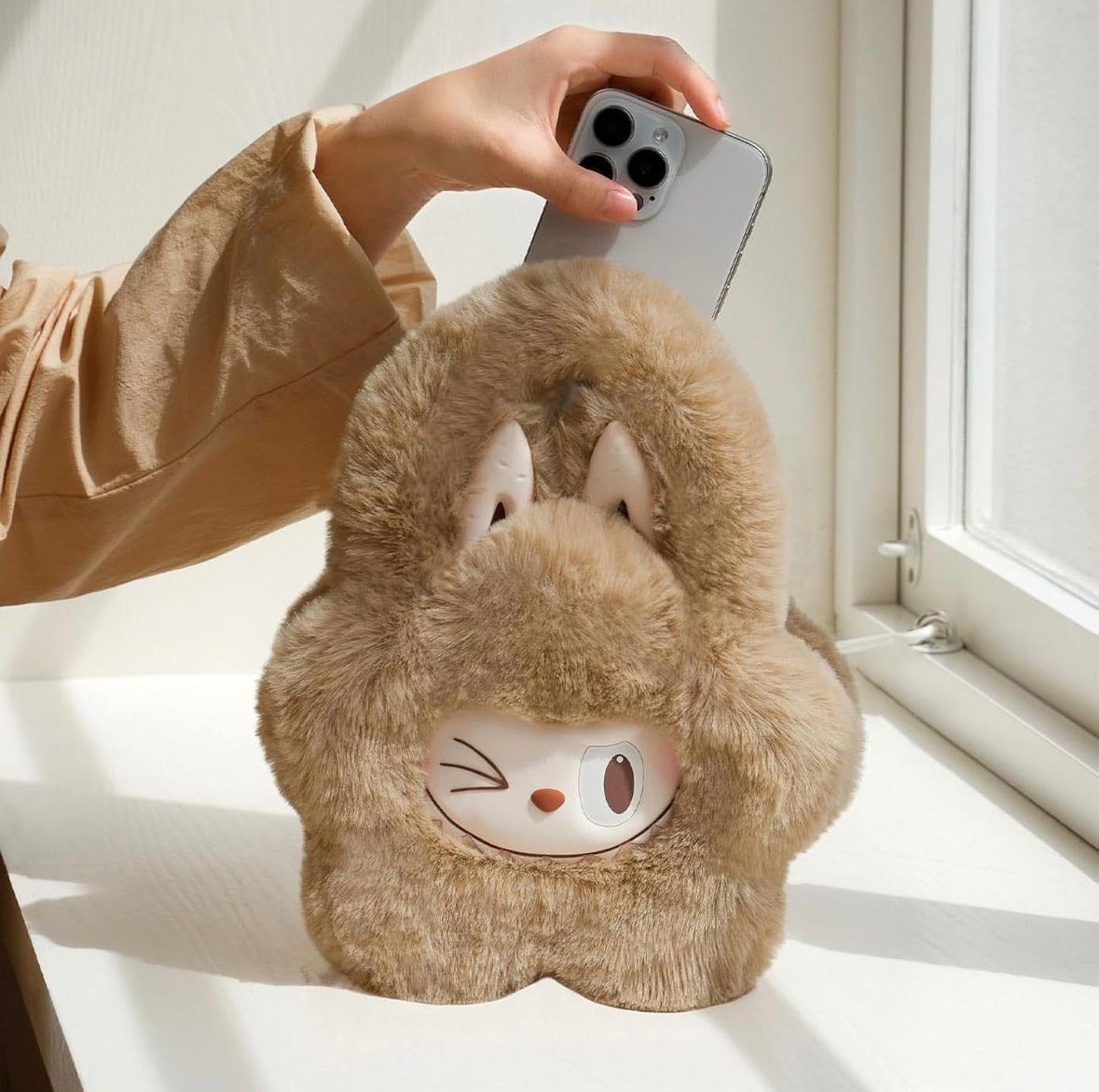 Labubu Tote Plush Bag - Brown