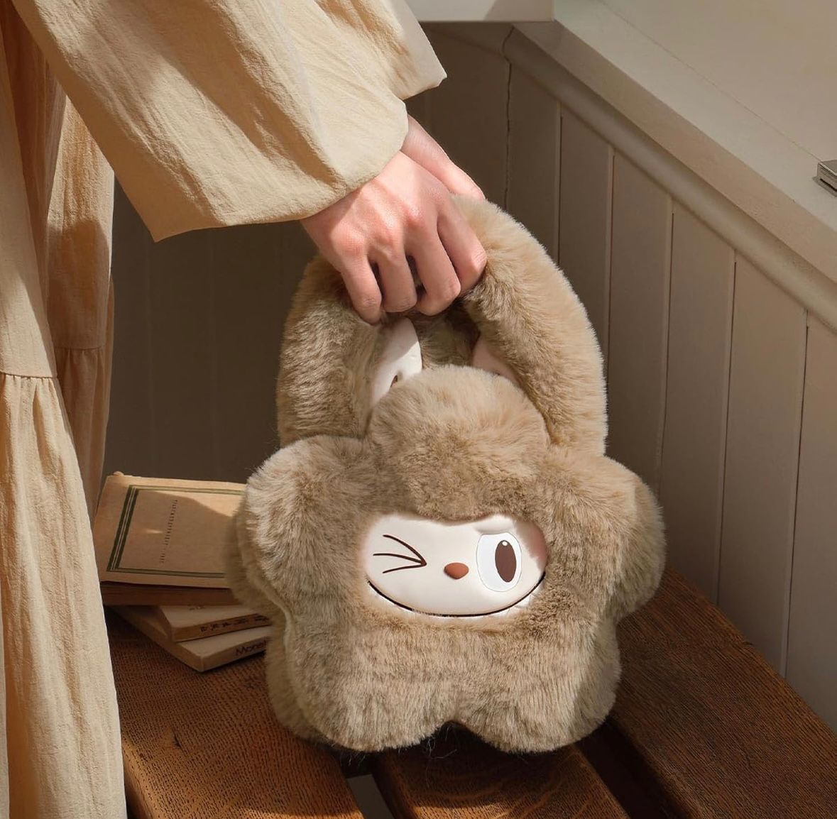 Labubu Tote Plush Bag - Brown
